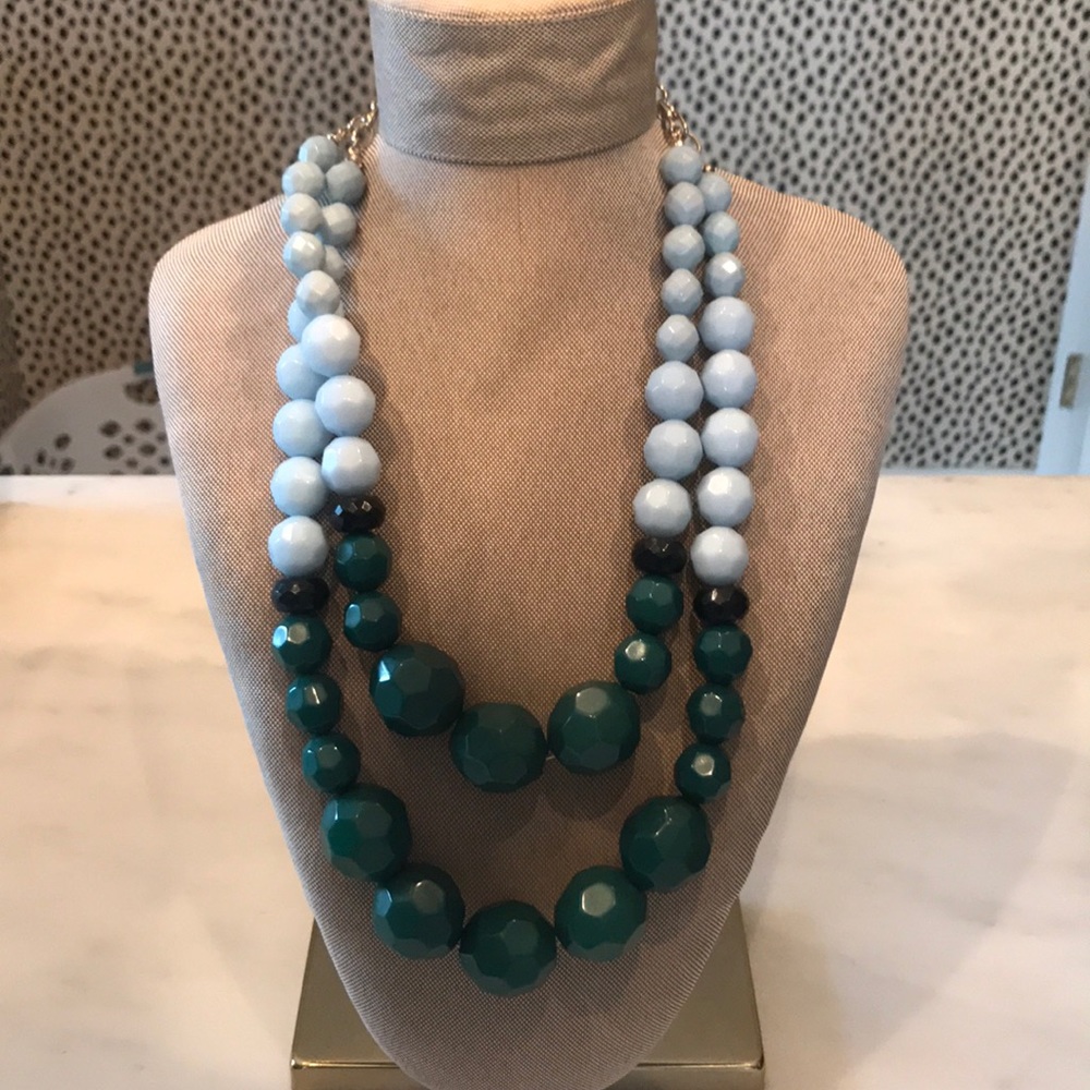 Turquoise, Green, and Black Beaded Necklace